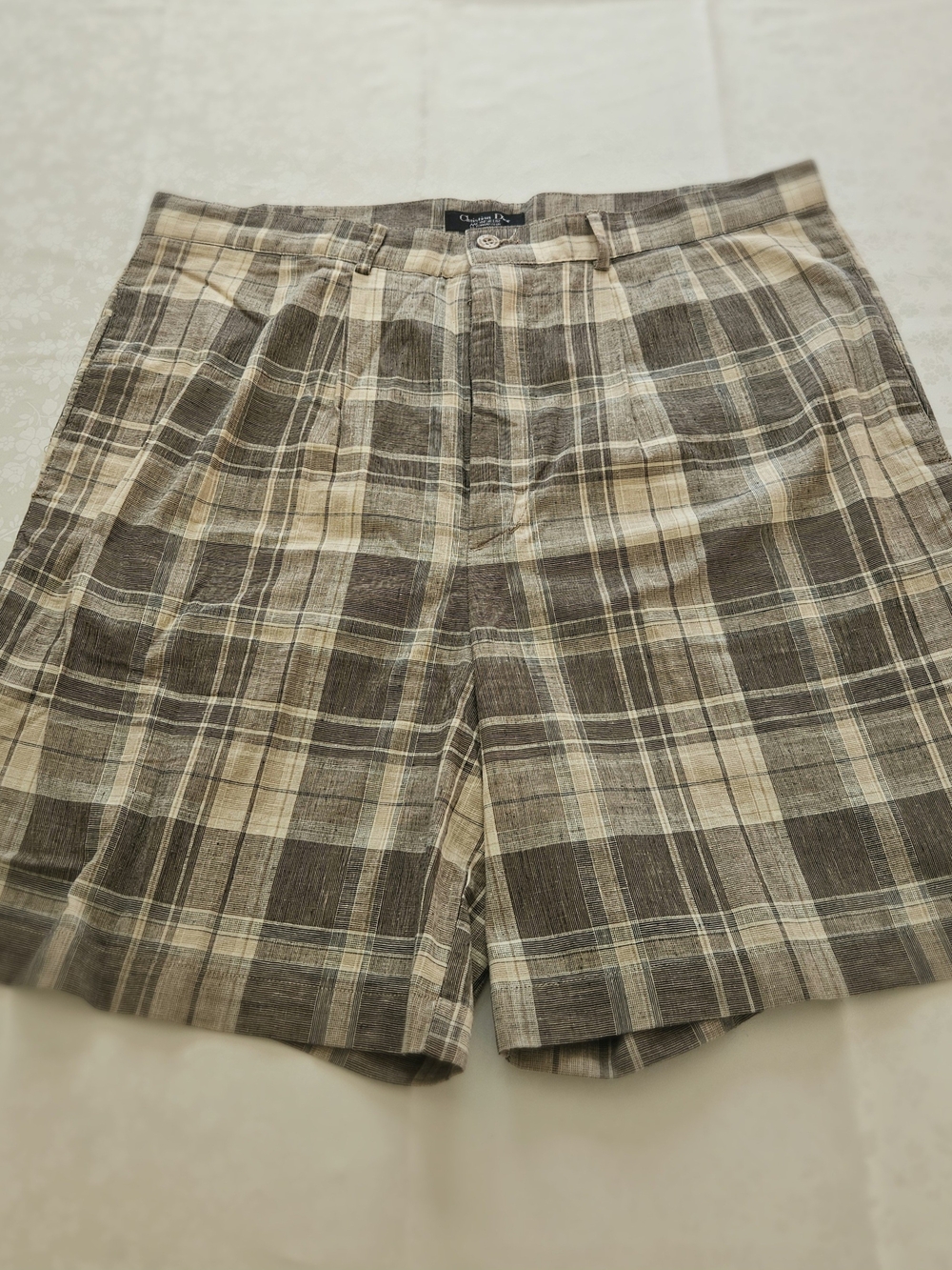 VTG Christian Dior Monsieur Le Connaisseur Pleated Plaid Shorts Cotton Size 36 - Picture 2 of 12